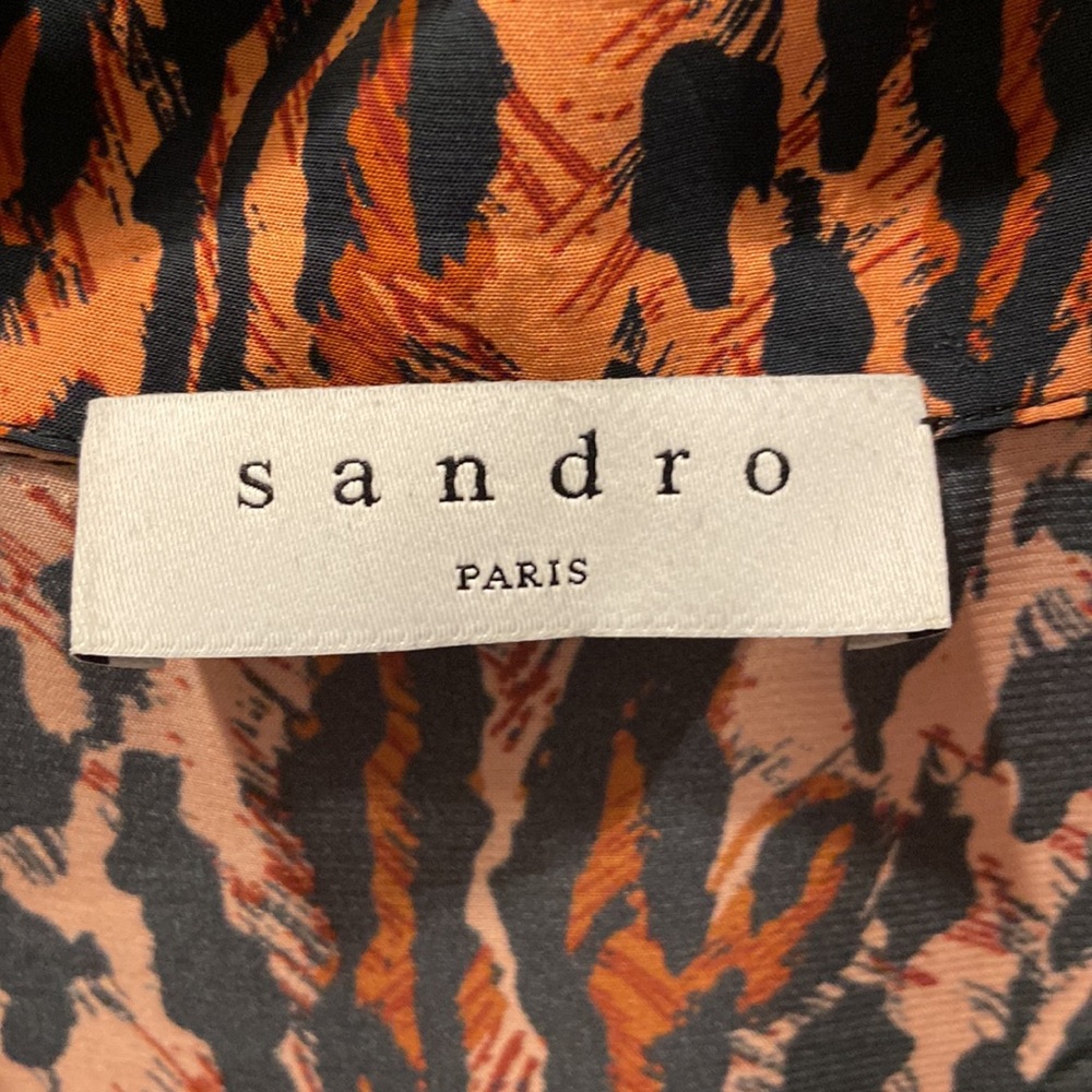 Sandro Paris Collared Animal Print Button Down Belted Shirt Dress EU Size 36 - Picture 5 of 10